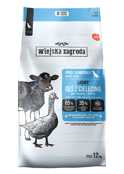 WIEJSKA ZAGRODA 12KG LIGHT GĘŚ Z CIELĘCINĄ PREBIOT