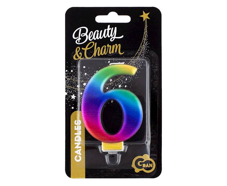 PF-SCG6 ŚWIECZKA B&C CYFERKA "6" GALAXY  8 CM 