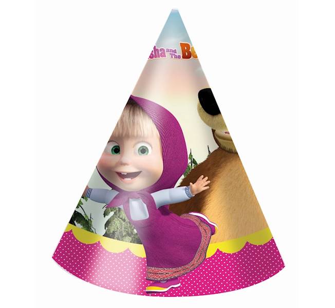 86566 CZAPECZKI PAPIEROWE MASHA AND BEAR 6 SZT. 