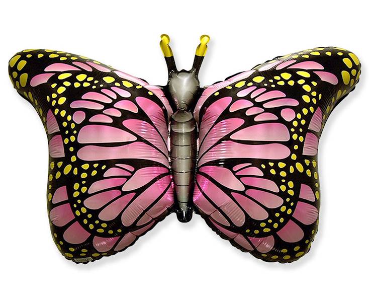 901778 BALON FOLIOWY MOTYL ZIELONY RÓŻOWY