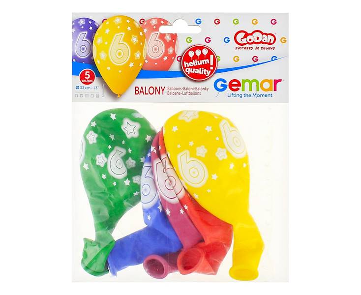 GS120/6 BALON PREMIUM HEL Z NADR. 6, 13" 5 SZT.