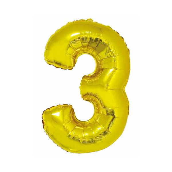 CH-SZL3 BALON FOLIOWY SMART CYFRA "3" ZŁOTA 76 CM