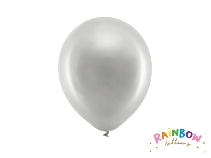  RB23M-018-10 Balony 23cm metaliz, srebrny 10 szt.