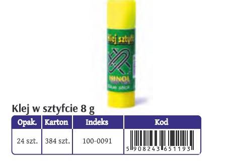 100-0091 KLEJ W SZTYFCIE 8 G HINOL 