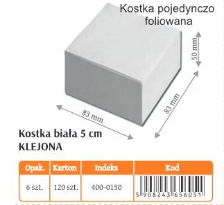 KOSTKA BIAŁA 5CM KLEJONA