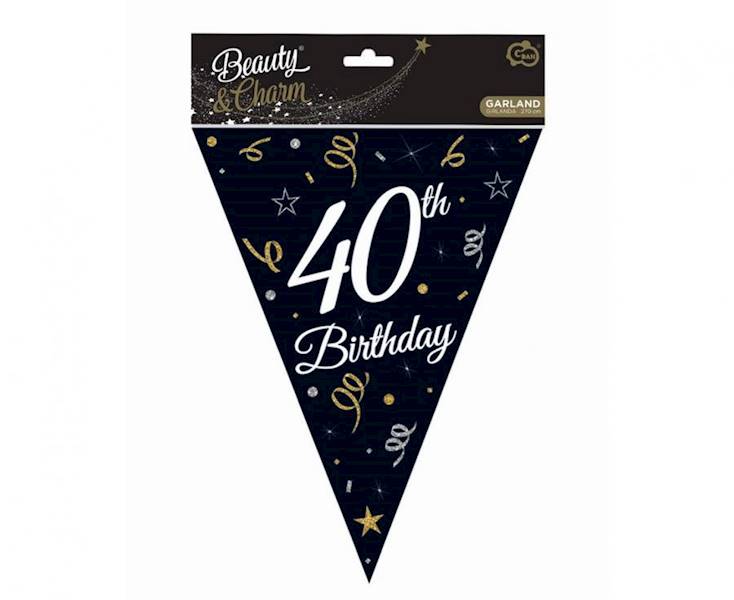 GP-GF40 GIRLANDA PAPIEROWA Z FLAGAMI "40" 28X270CM