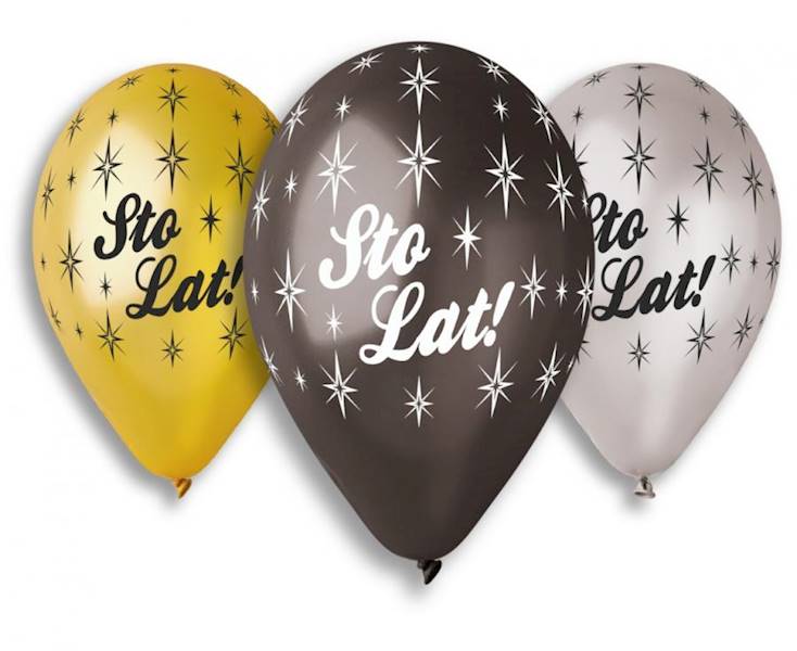 GMS120/SL BALONY"STO LAT" METALICZNE 13"/6SZT