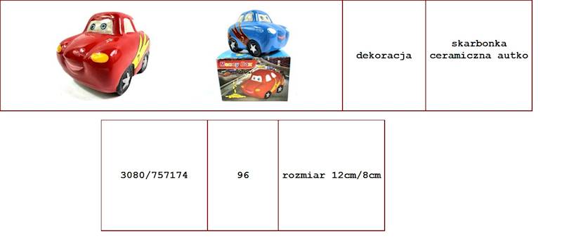 SKARBONKA CERAMICZNA - SAMOCHÓD 757174 YH3752B