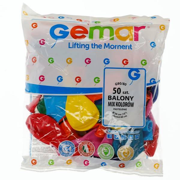 G90/80 /50 RÓŻNOKOLOROWE BALON PASTEL 10" 50SZT