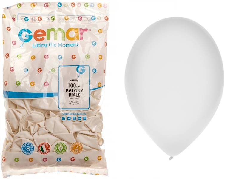 G90/01 BIAŁE BALONY PASTEL 10" 100 SZT. 