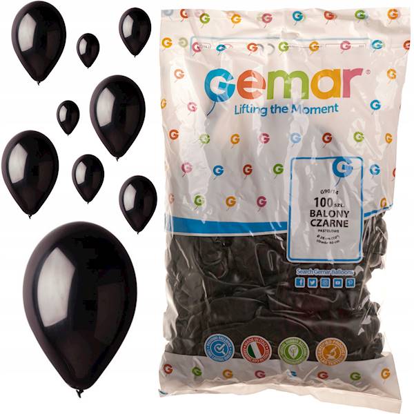 G90/14 CZARNE BALONY PASTEL 10' 100SZT