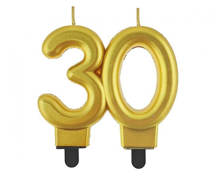 PF-SCZ30 Świeczka B&C cyfer 30, metalik złota, 8cm