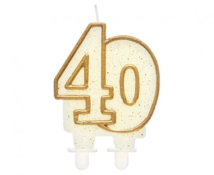 PF-SCZK40 ŚWIECZKA CYFERKA 40 ZŁOTY KONTUR 9cm