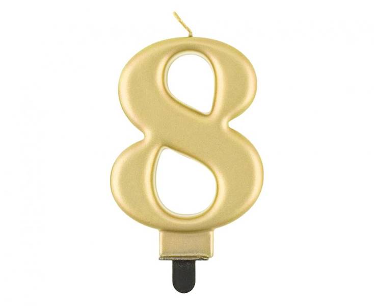 PF-SCZ8 ŚWIECZKA B&C CYFRA 8 METALIK ZŁOTA 8 CM