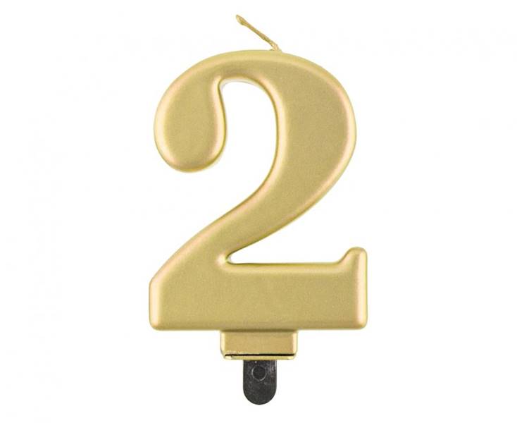 PF-SCZ2 ŚWIECZKA B&C CYFRA 2 METALIK ZŁOTA 8 CM