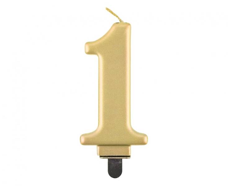 PF-SCZ1 ŚWIECZKA B&C CYFRA 1 METALIK ZŁOTA 8 CM