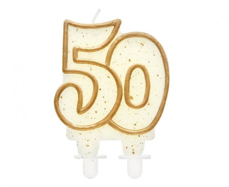 PF-SCZK50 ŚWIECZKA CYFERKA "50" ZŁOTY KONTUR 9cm