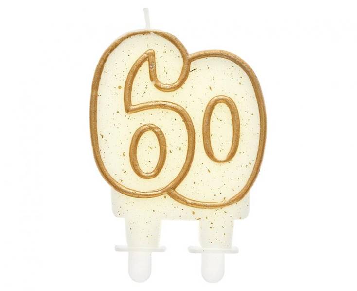 PF-SCZK60 ŚWIECZKA CYFERKA "60" ZŁOTY KONTUR 9cm