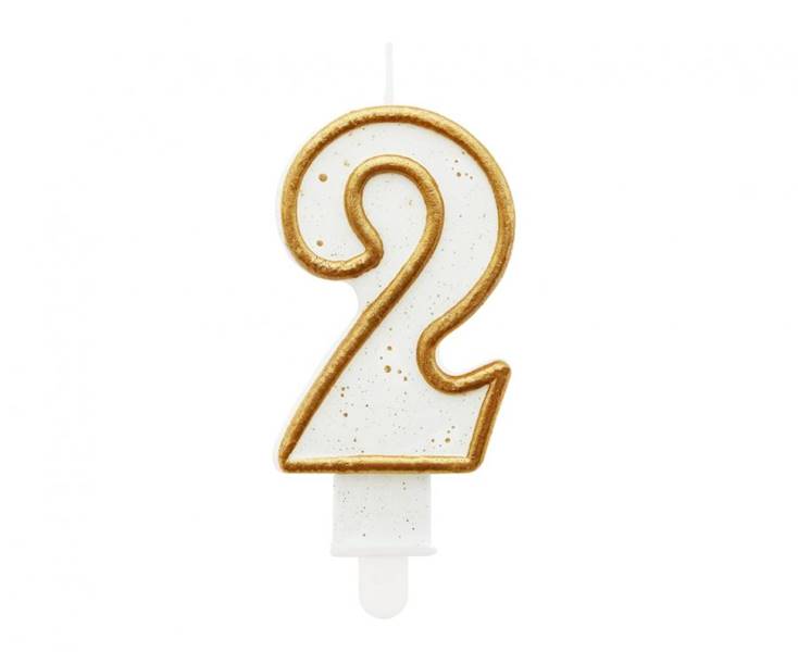 PF-SCZK2 ŚWIECZKA CYFERKA 2 ZŁOTY KONTUR 9cm