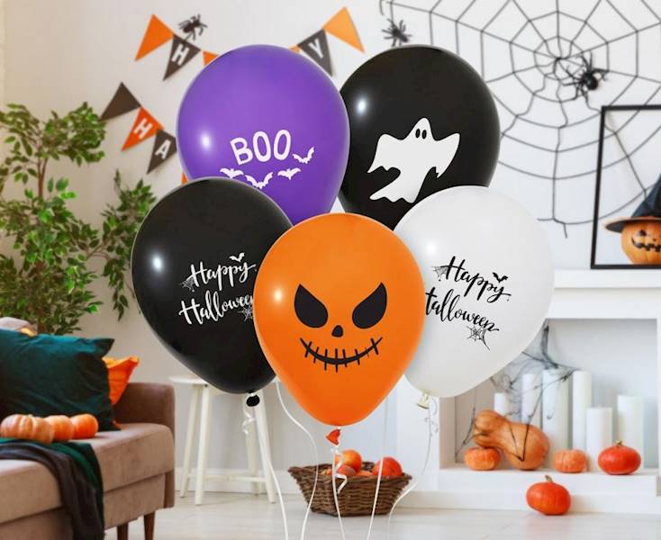GZ-HAL5 #BL Balony Happy Halloween, 12"/ 5 szt.
