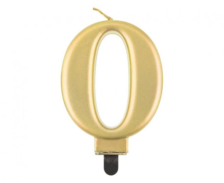 PF-SCZ0 ŚWIECZKA B&C CYFRA 0 METALIK ZŁOTA 8 CM 