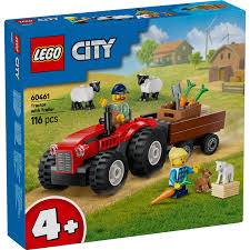 60461 CZERWONY TRAKTOR Z PRZYCZEPĄ I OWOCAMI