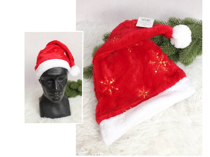 MXW-2510 CZAPKA MIKOŁAJA ZŁOTE GWIAZDKI