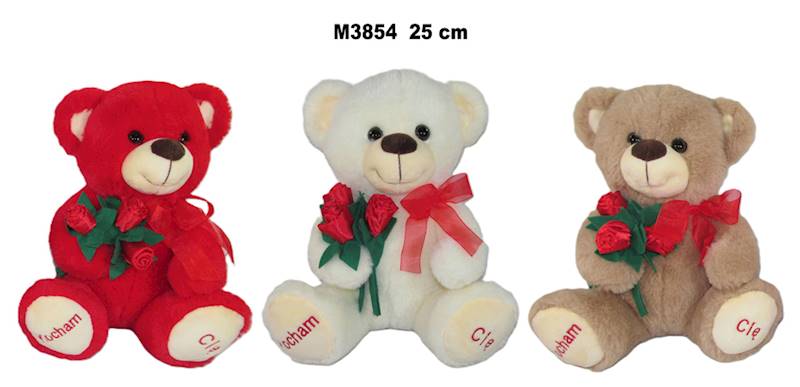 M3854 MIŚ Z RÓŻAMI "KOCHAM CIĘ" 25cm