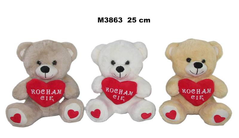 M3863 MIŚ Z SERCEM "KOCHAM CIĘ" 25cm