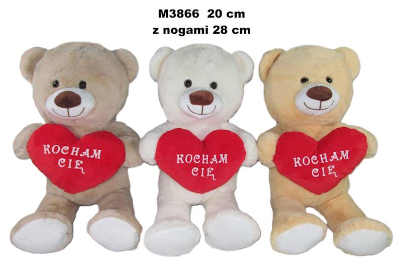 M3866 MIŚ Z SERCEM "KOCHAM CIĘ" 20cm/28cm