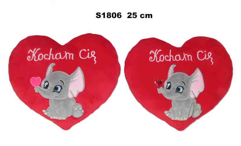 S1806 SERCE SŁONIK "KOCHAM CIĘ" 25cm