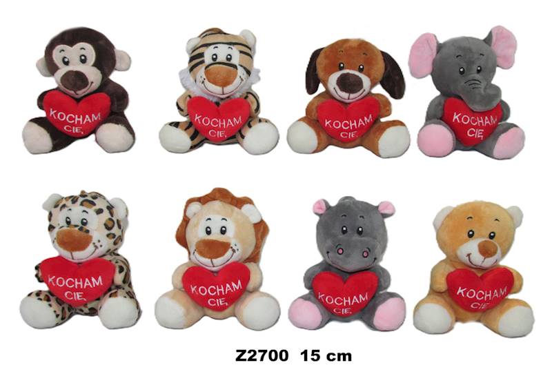 Z2700 MIŚ (ZWIERZĘTA) Z SERCEM "KOCHAM CIĘ" 15cm