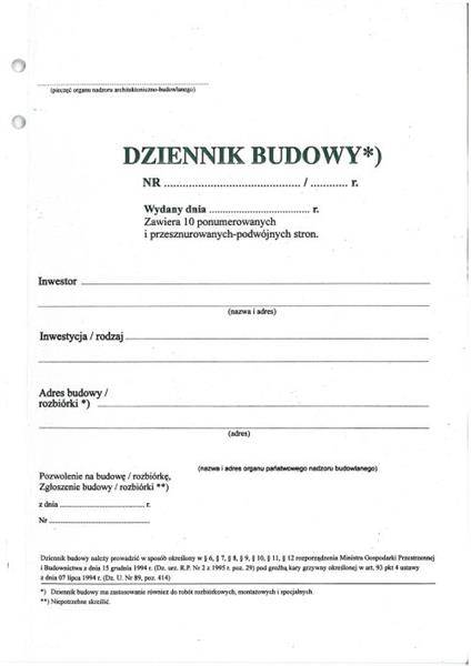 DZIENNIK BUDOWY 10+10