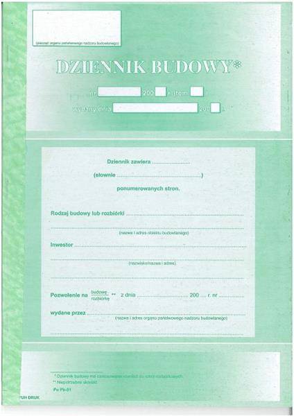 DZIENNIK BUDOWY  samokopia 60k