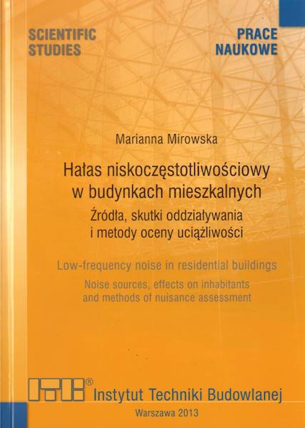 Instrukcja ITB 262/2013 Hałas niskoczęstotliwościowy w budynkach mieszkalnych. Źródła, skutki oddziaływania i metody oceny uciążliwości