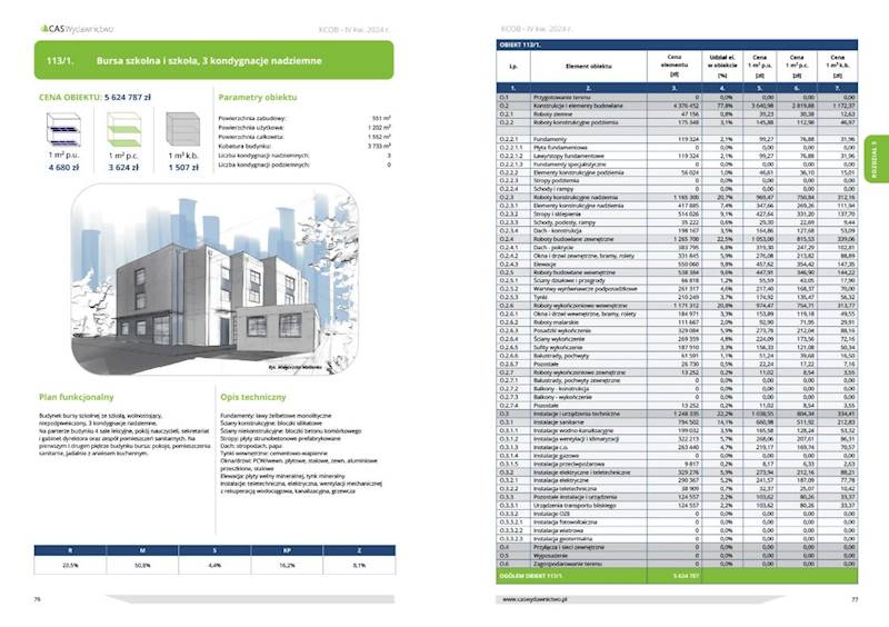 Katalog Cen Obiektów Budowlanych KCOB 2 kw 2025  CAS