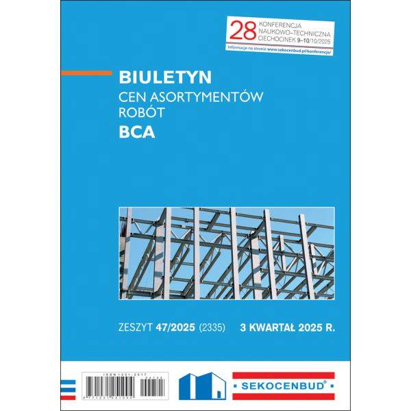 SEKOCENBUD Biuletyn cen asortymentów robót BCA 3 kw. 2025 rok