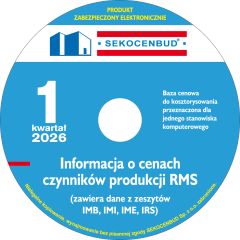 SEKOCENBUD Informacje kwartalne RMS (IMB, IMI, IME, IRS, Sekocenbud.NET) 1 kw. 2026 rok na CD
