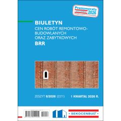 SEKOCENBUD Biuletyn cen robót remontowo - budowlanych oraz zabytkowych BRR 1 kw. 2026 rok