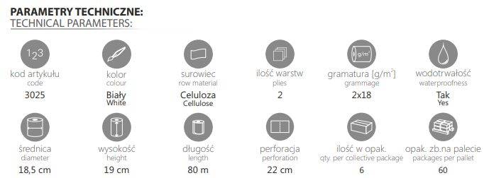 RĘCZNIK ELLIS R80/2 2w  celuloza 6szt 3025 6rolek
