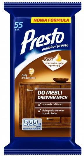PRESTO CLEAN ściereczki 55szt MEBLE DREWNIANE