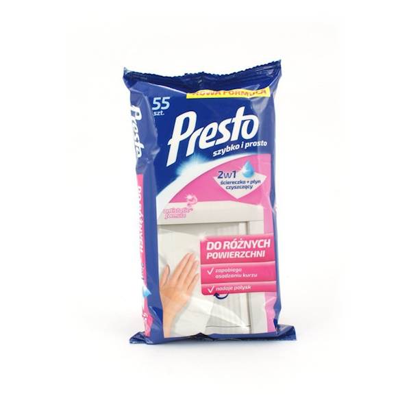 PRESTO CLEAN ściereczki 55szt DO RÓŻNYCH POWIERZ.