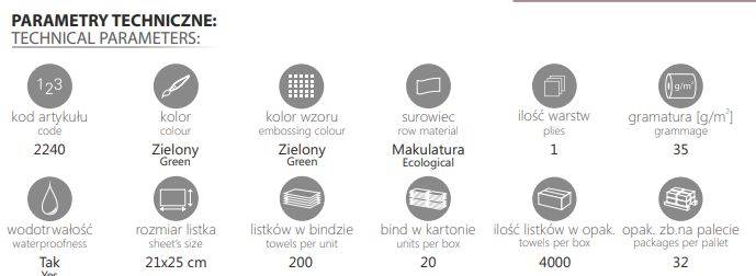 RĘCZNIK Z-Z 4000 ZIELONY CLIVER Economic 2240