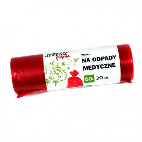 WORKI 60L 20szt CZERWONE na ODPADY MEDYCZNE /30/