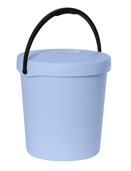 WIADRO Z POKRYWĄ 16L SREBRNE / NIEBIESKIE