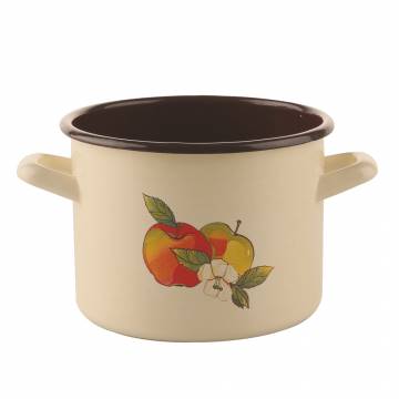 GARNEK 22cm emal.wys.16cm 5,8L JABŁKO krem/śr.brąz