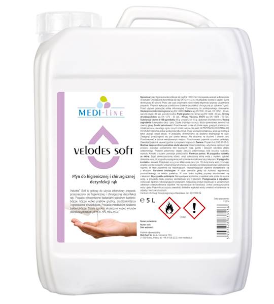 VELODES SOFT 5L - płyn do dezynfekcji rąk