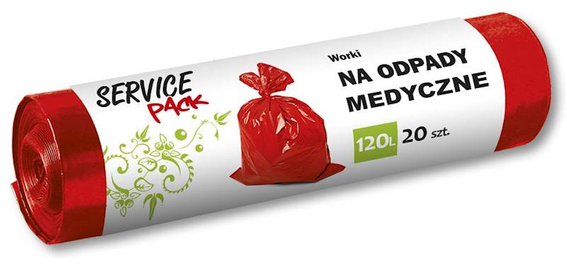 WORKI 120L 20szt CZERWONE na ODPADY MEDYCZNE /12/