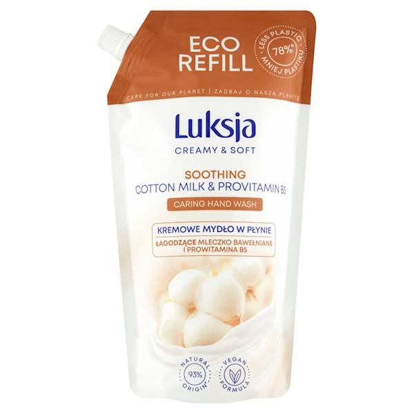 LUKSJA mydło - zapas - saszetka 900ml COTTON MILK