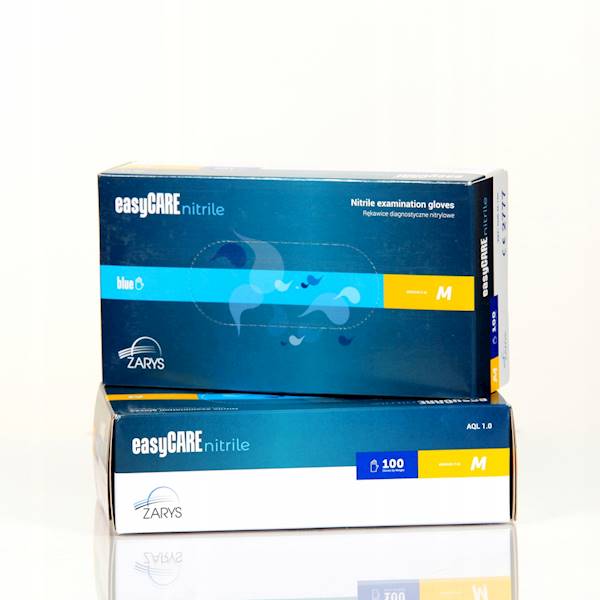 RĘKAWICE NITRYLOWE M 100szt easyCARE niebie bezp.